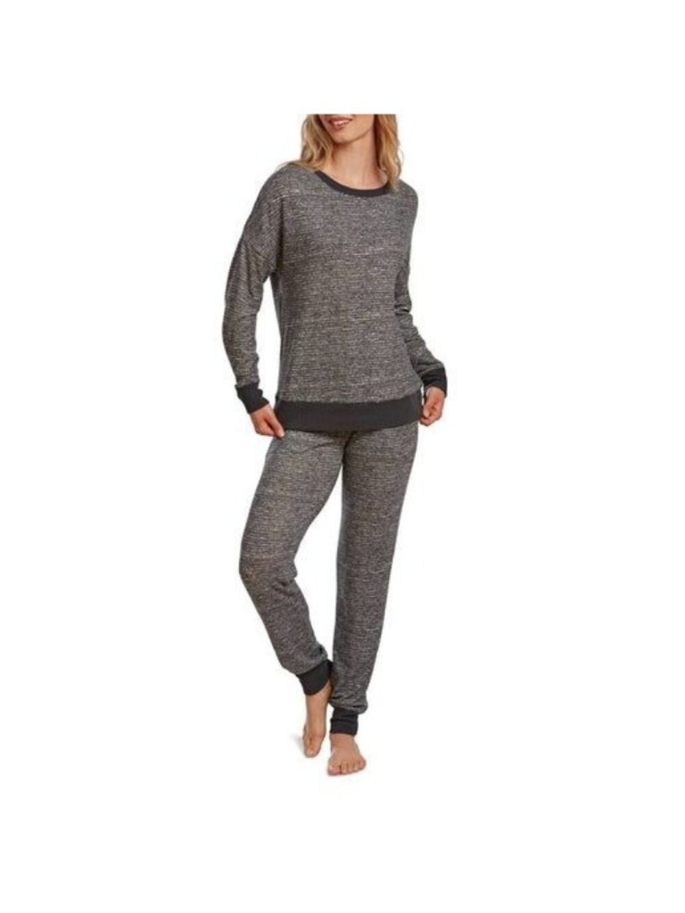 CozynCurious Charcoal Striped Lounge Set Large - Comfortable & Stylish